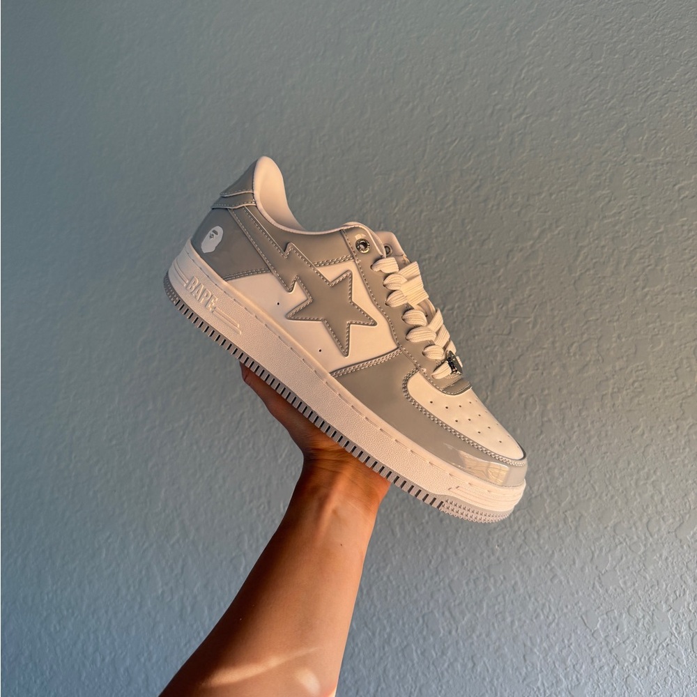 A Bathing Ape BAPE STA Patent Leather Gray and White